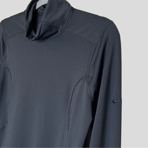 Nike Long Sleeve Active Turtleneck Thumb Holes FitDry Black Size Medium - Picture 3 of 12